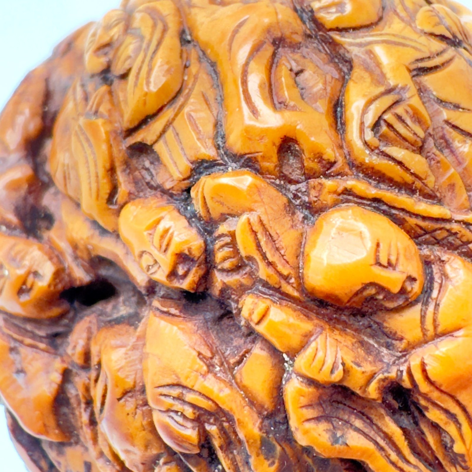 1000 Faces Walnut Carved Wooden Pedestal Stand Base Antique Hand Carved #3
