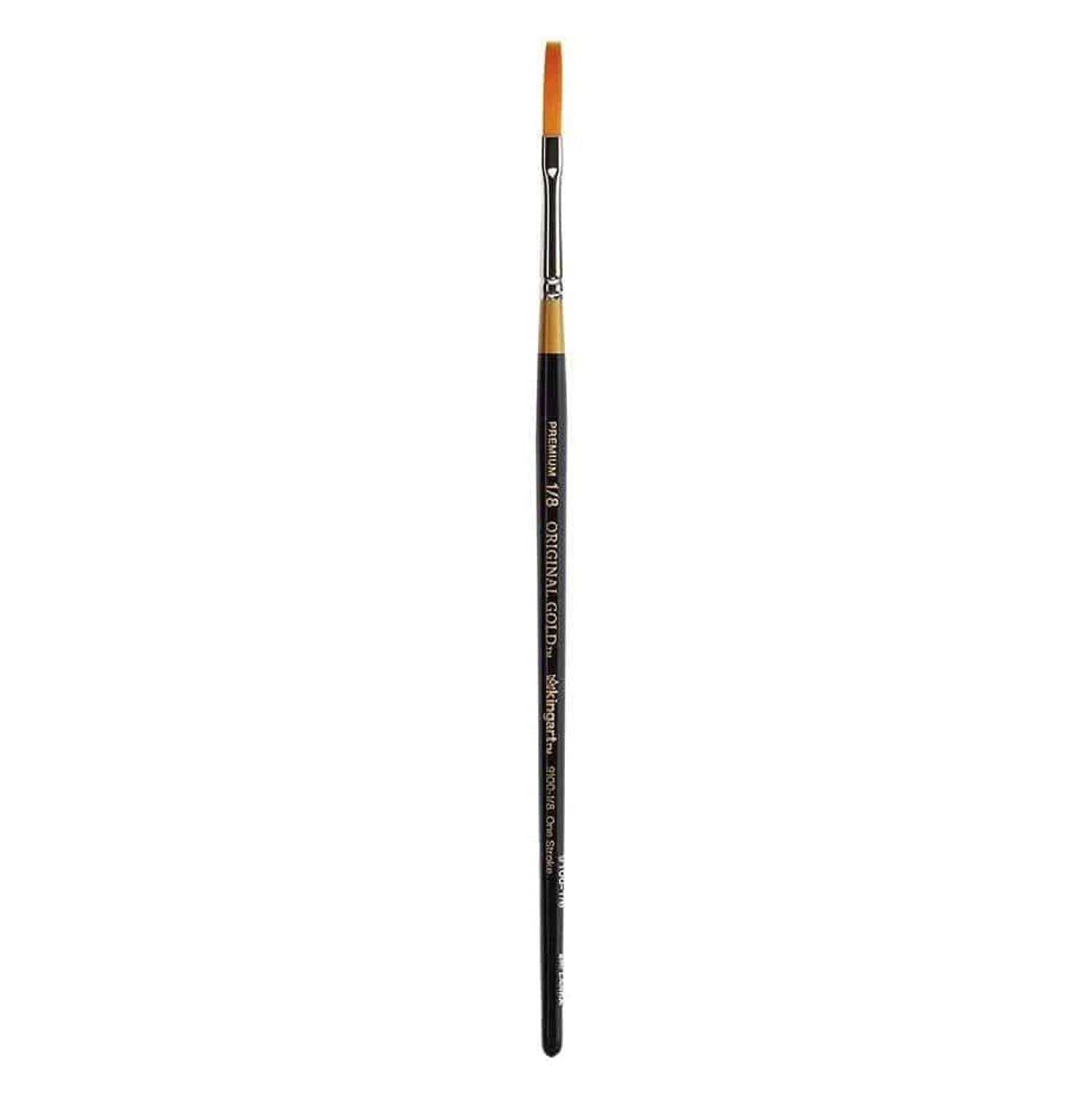 KingArt Gold 9100 Series Premium Artist Brush, Golden Taklon One Stroke 1/8