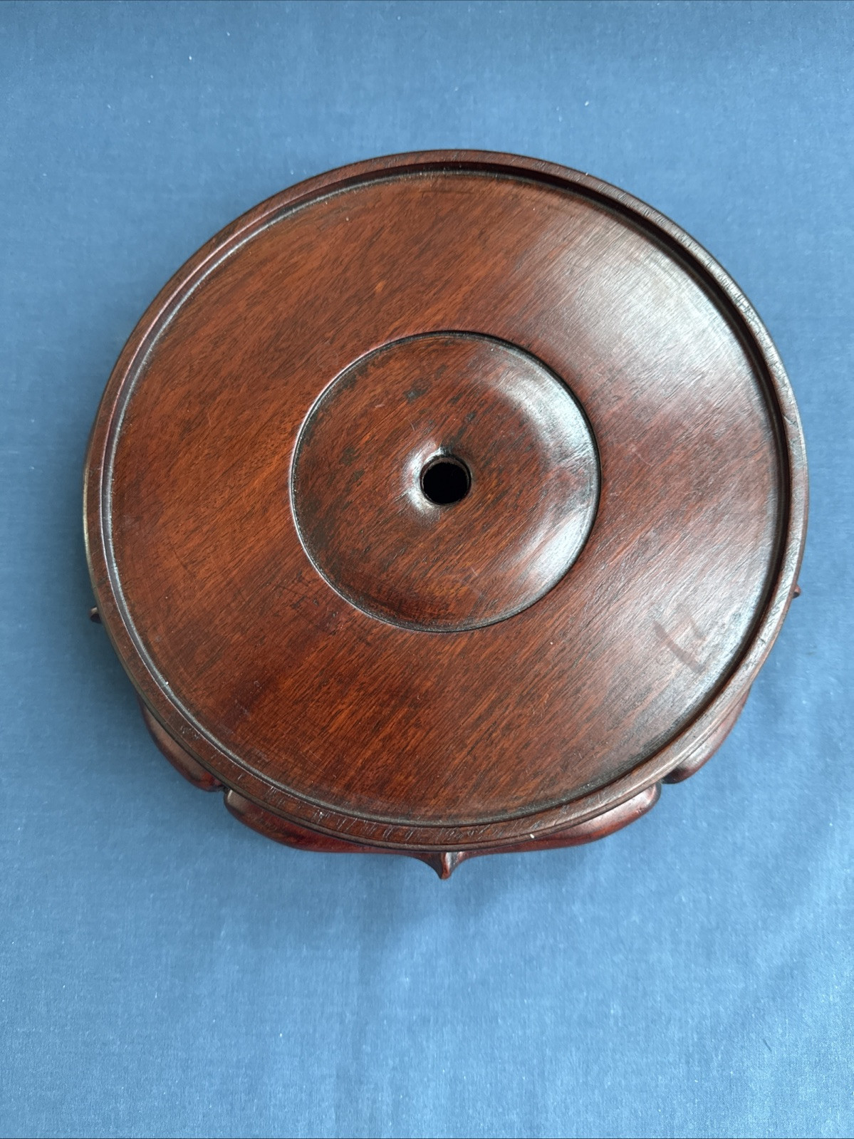 Vintage Chinese Carved Wood Display Stand Vase Bowl Lamp Inset 7 3/4″ by 7 5/8″