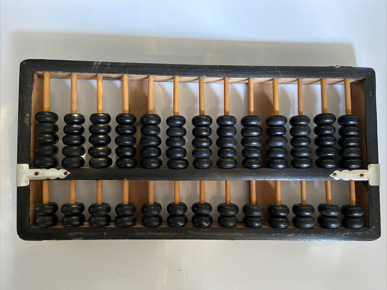 Vintage Lotus – Flower Brand ABACUS Black Painted Wood with Brass Accents