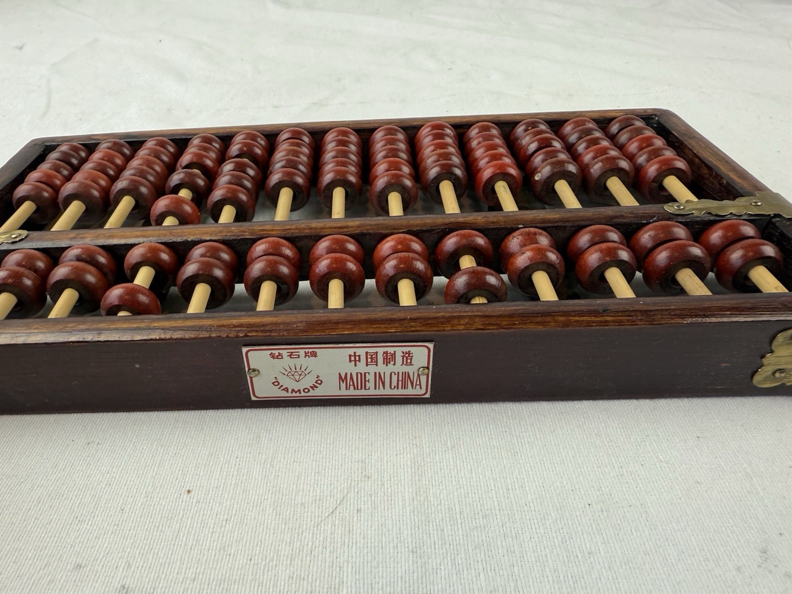 Chinese Abacus Diamond Brand – Cherry Color Wood Brass Adornment