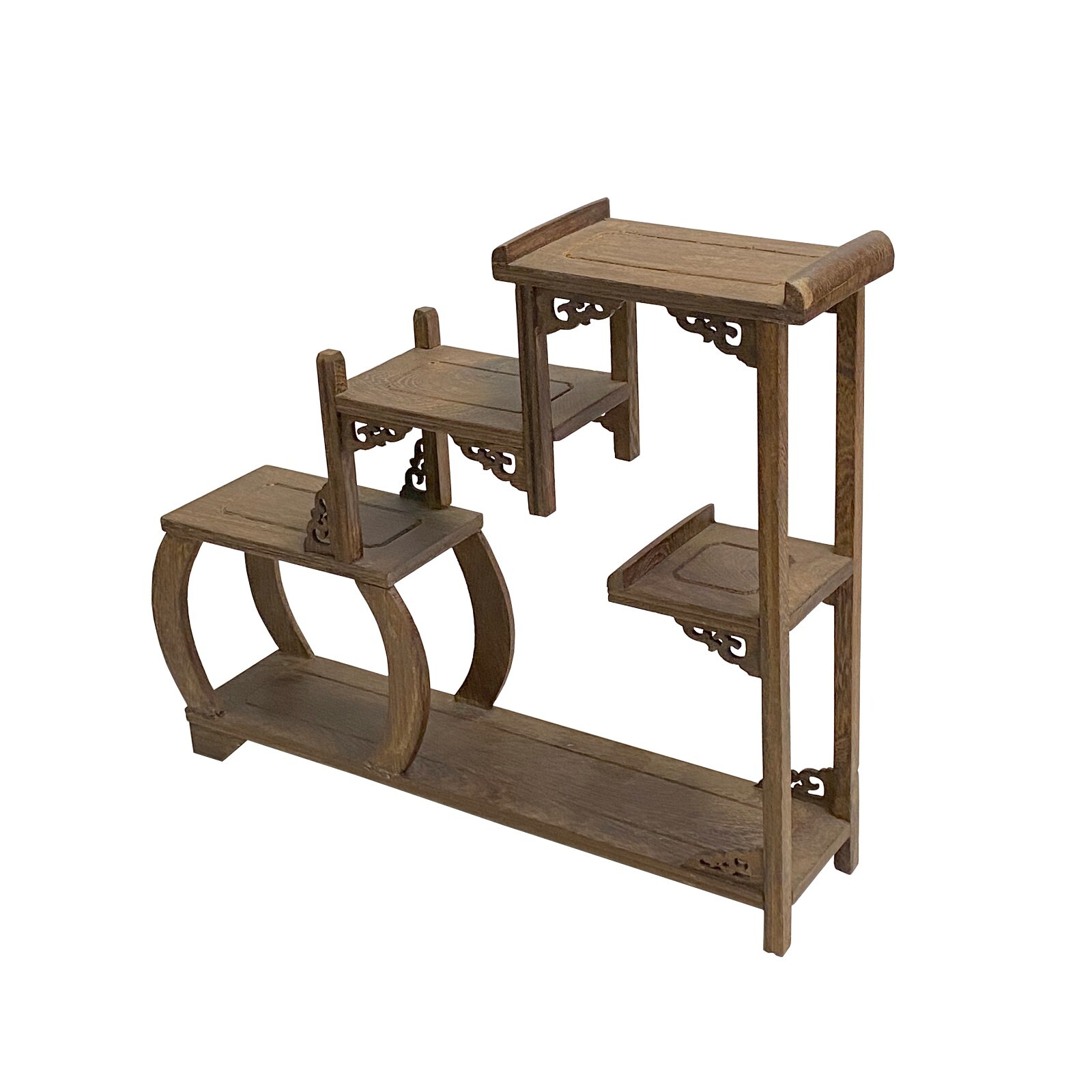 Gray Brown Wood Tower Shape Table Top Curio Display Easel Stand ws2906