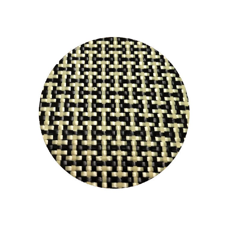 Yellow + Black Aramid Carbon Fiber 工 Weave Blended Fabric 230gsm 100cm*100cm