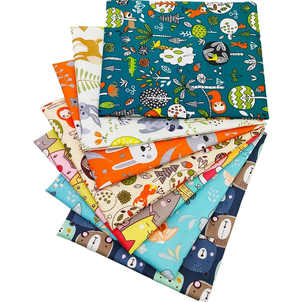 Fat Quarters Fabric Bundles, 7 Pcs 100% Cotton 19.69” x 19.69” (50cmx50cm)