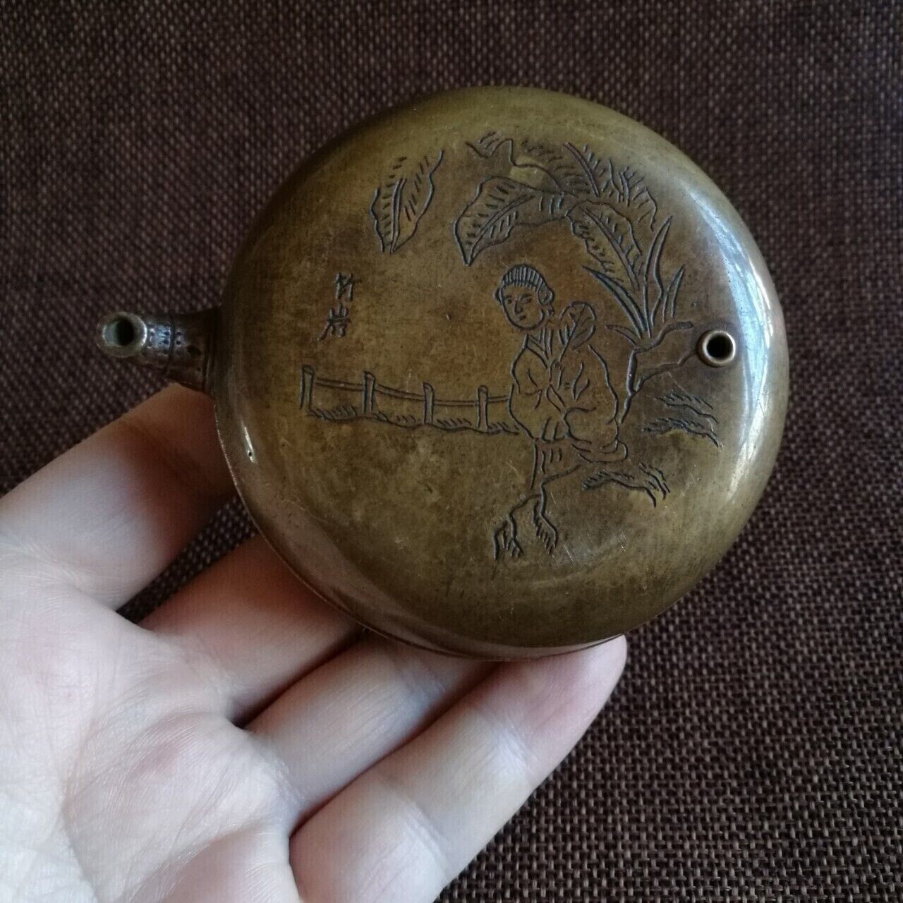 Chinese Antique Brass Water Drop Pot “荣宝斋” Inkstone Drop