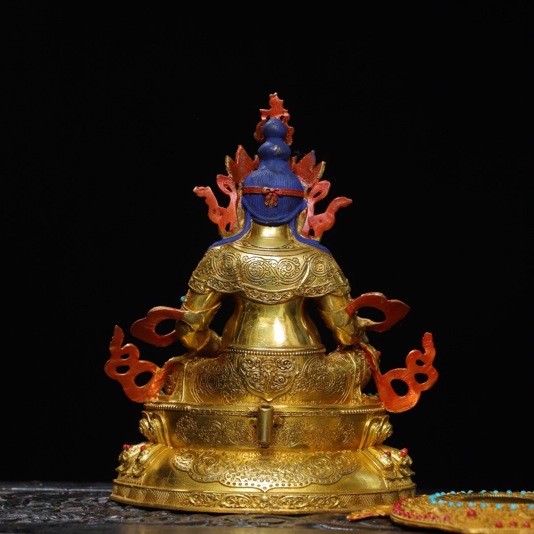 Bronze gilded painted [Yellow God of Wealth] Buddha statue