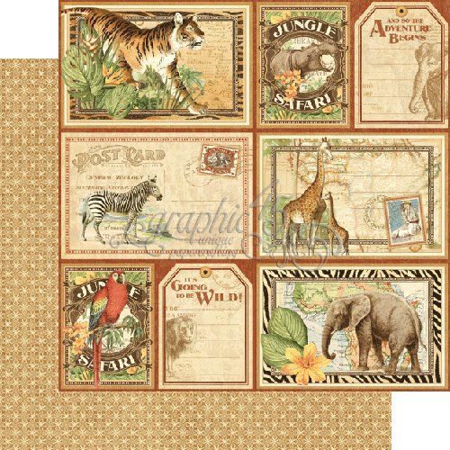 GRAPHIC 45 “SAFARI ADVENTURE” BUNDLE JUNGLE, ZOO, ANIMALS RETIRED SCRAPJACK’S