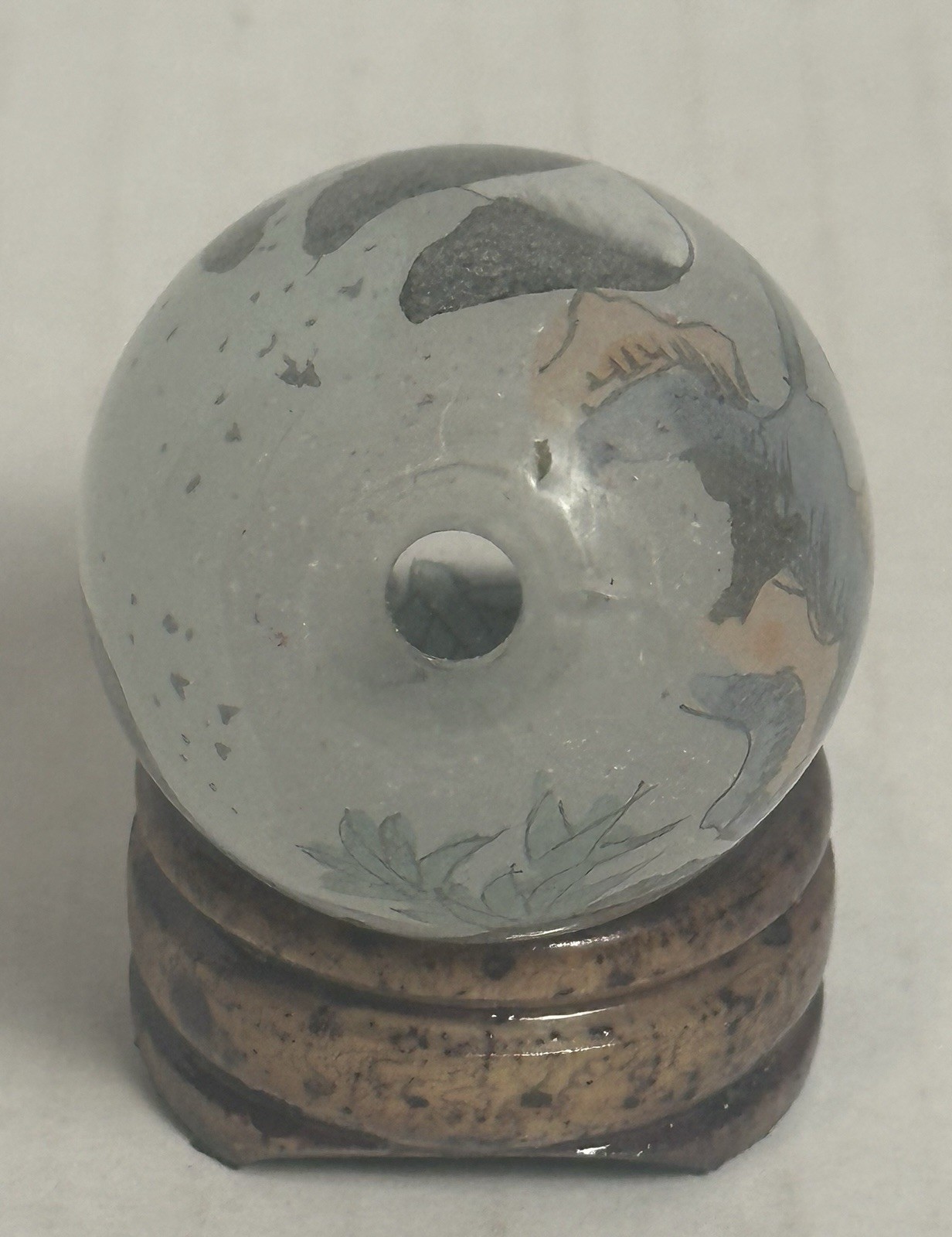 Asian Panda Bears Mini Hand Painted Solid Glass Egg