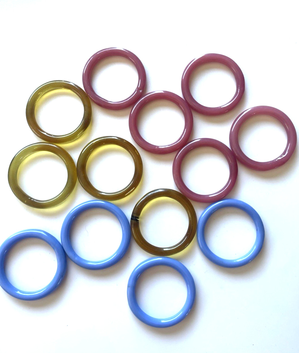 Antique 1920’s Chinese Peking Glass 2″ Sewing Rings Set of 13