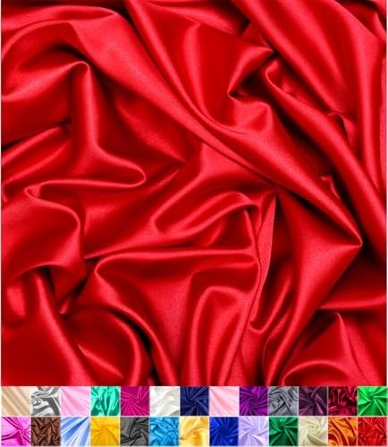 High-Quality 5 Yard Red Satin Fabric – Shiny & Machine Washable, 60″ Wide Roll