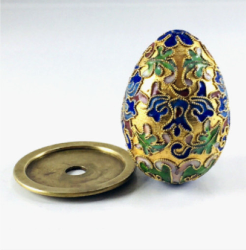 Egg Vintage Chinese Floral Cloisonné Brass Enamel Decorative Collect Multicolor