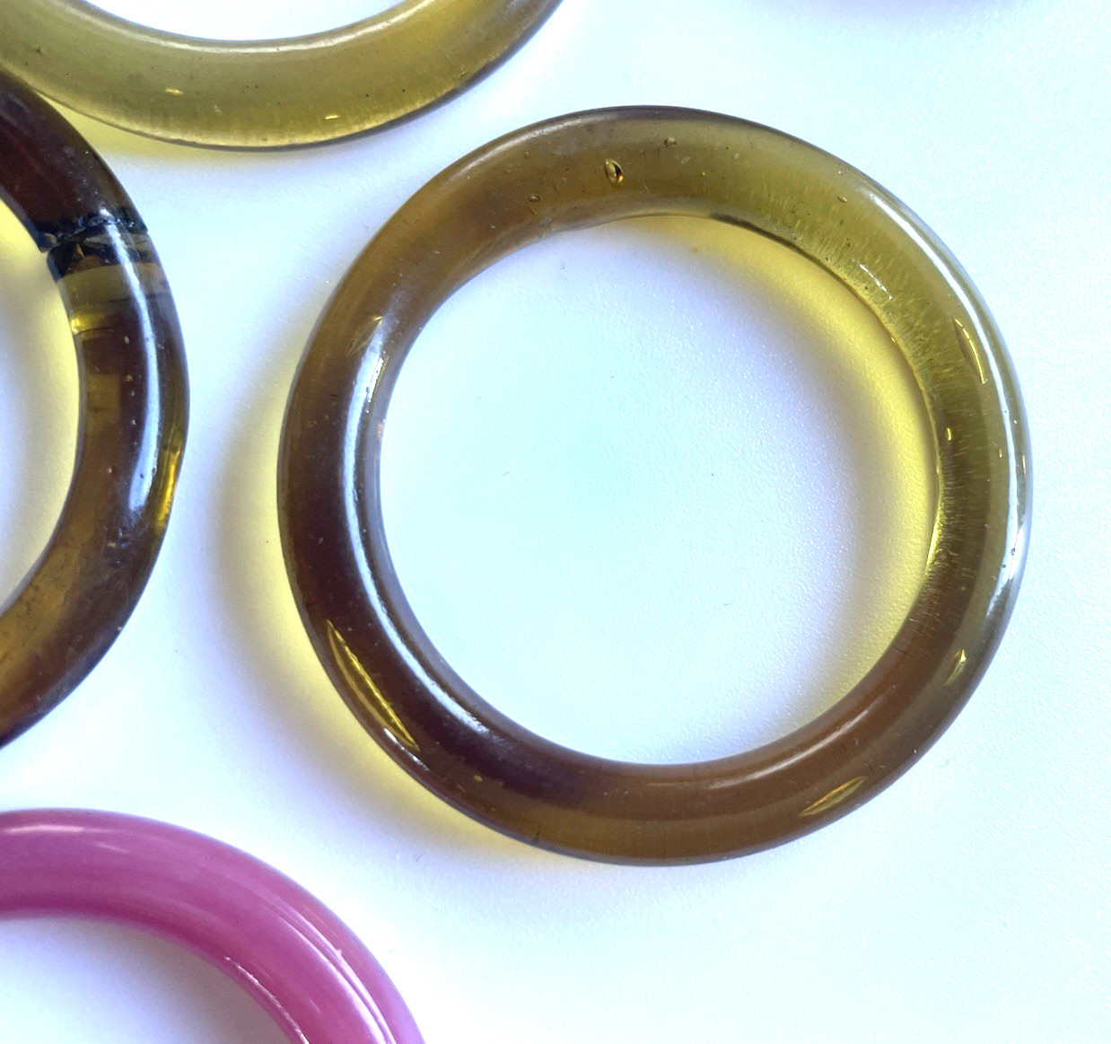 Antique 1920’s Chinese Peking Glass 2″ Sewing Rings Set of 13