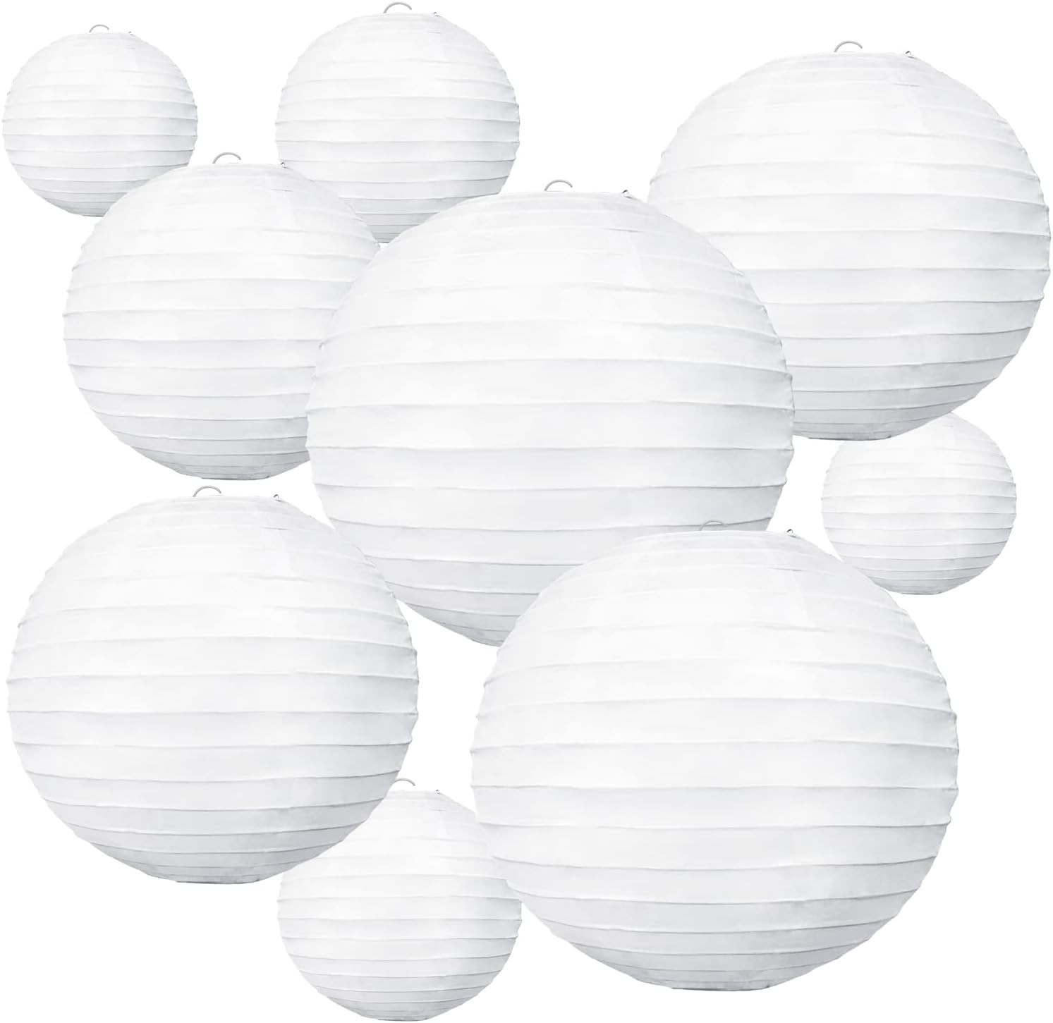 10Pcs White Paper Lanterns Decorative Chinese/Japanese Hanging Round Paper La…