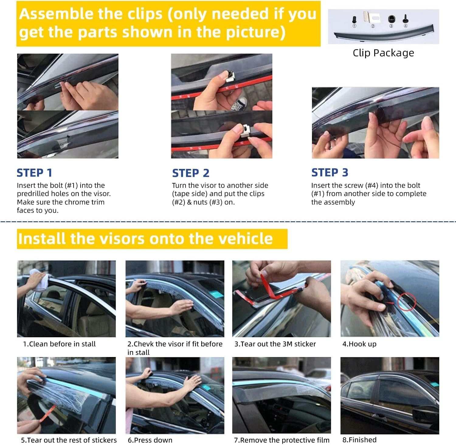 4X Window Visors Compatible with 2008-2012 Accord Sedan 4 08-12 Accord Sedan