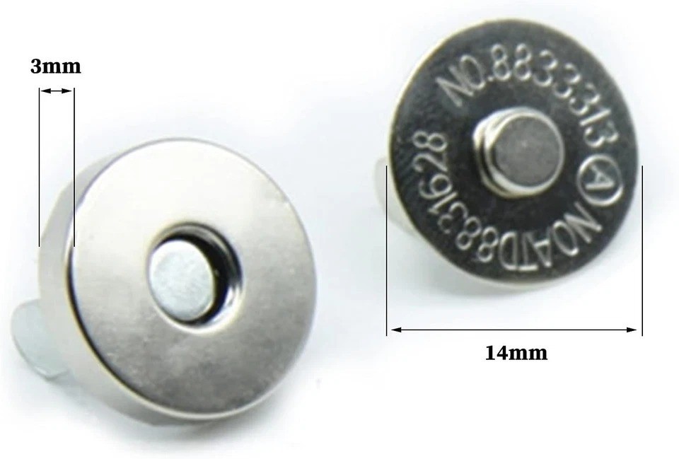 20 Set Magnetic Snaps, Purse Bag Fastener Clasp Silver 14MM