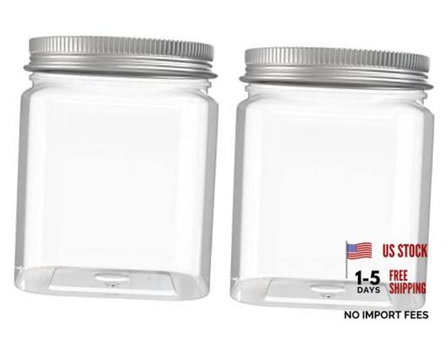 Pack4 Oz Clear plastic jar | Refillable Kitchen Storage Containers, For 2