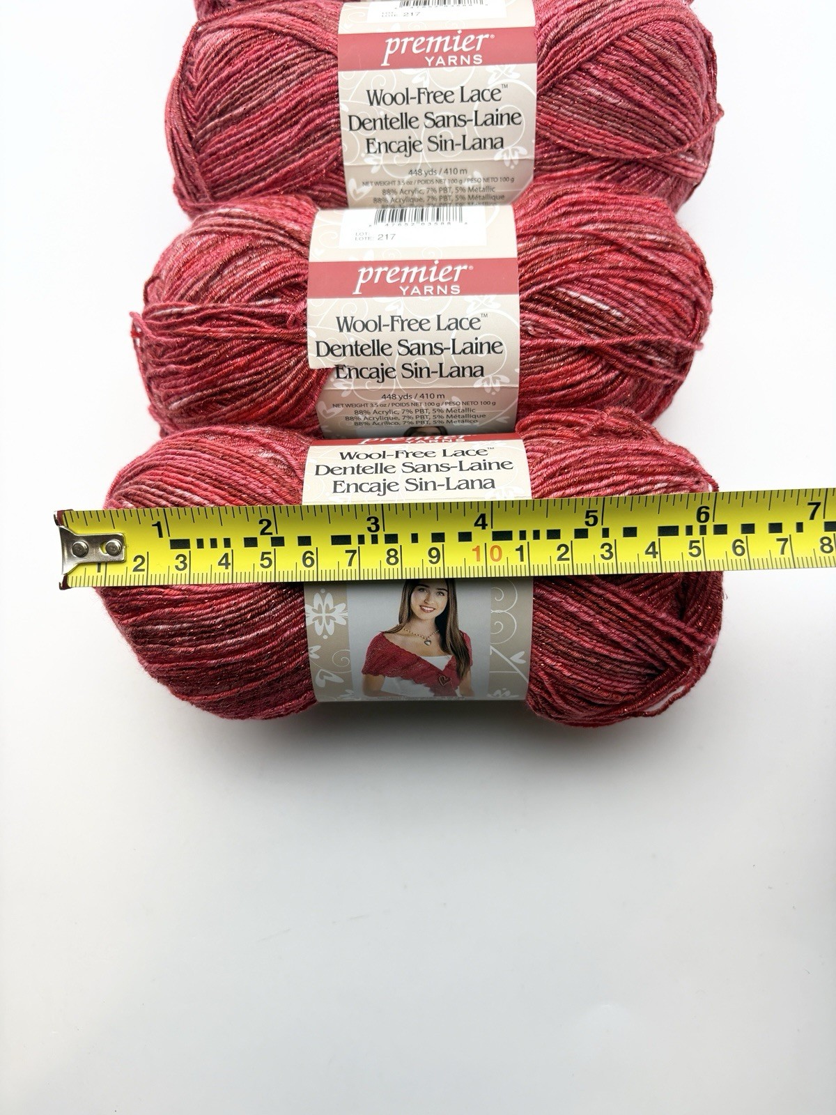 You Pick # of Skeins ~ Premier Wool-Free Lace Acrylic ’95-105 Red Hot’ 448yd