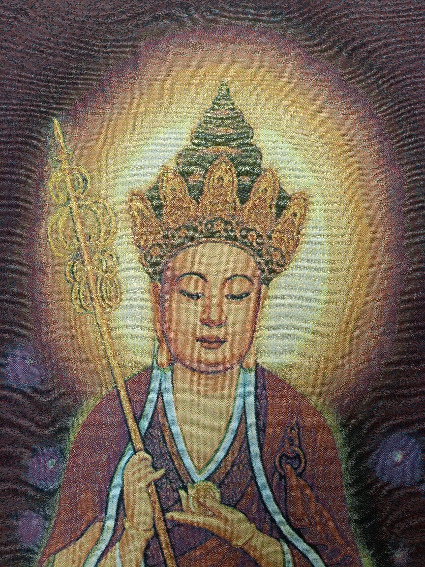 36″ Tibet Tibetan Cloth Silk Buddhism Ksitigarbha Buddha Tangka Thangka Mural 54