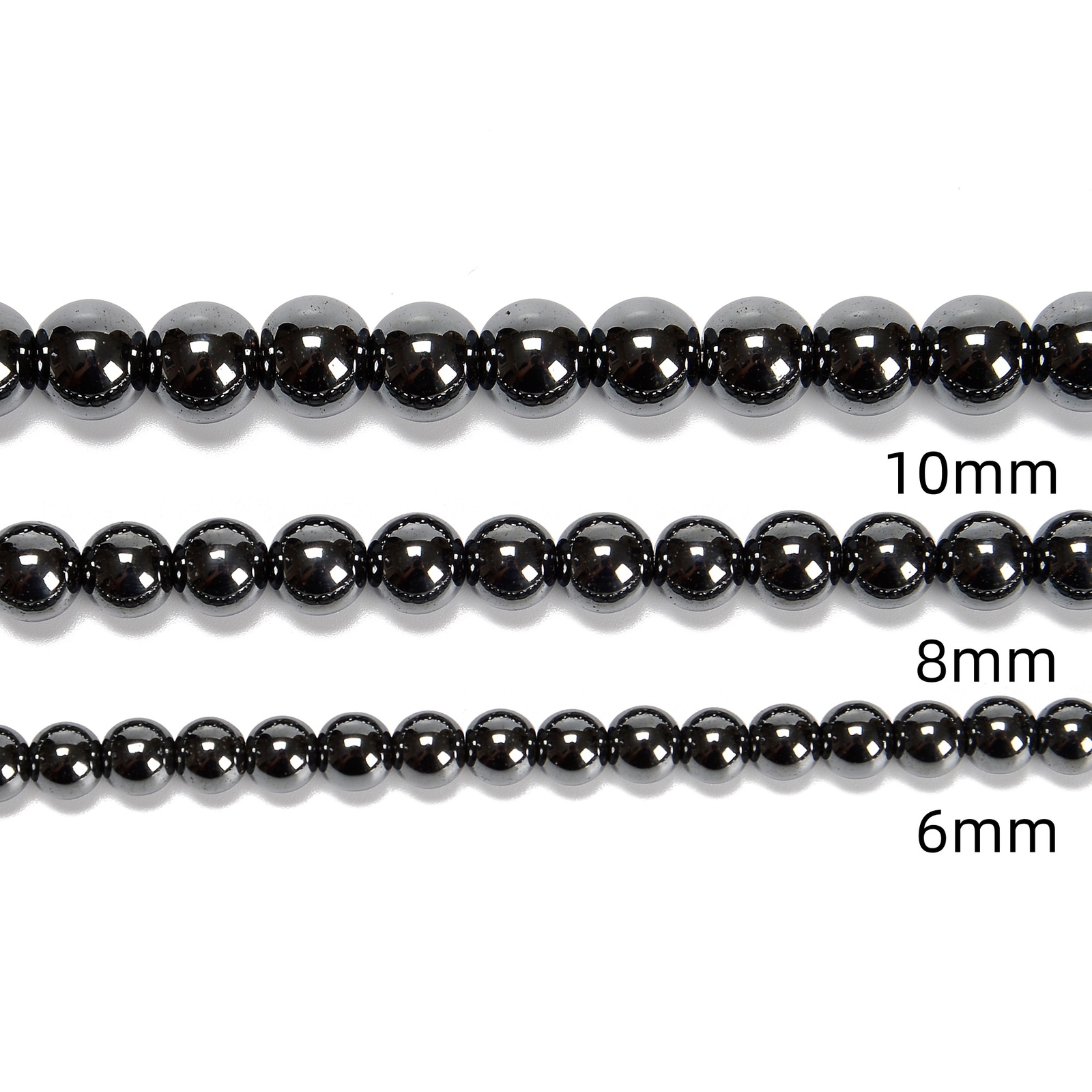 Gray Hematite Smooth Round Beads 2mm 3mm 4mm 6mm 8mm 10mm 12mm 15.5″ Strand
