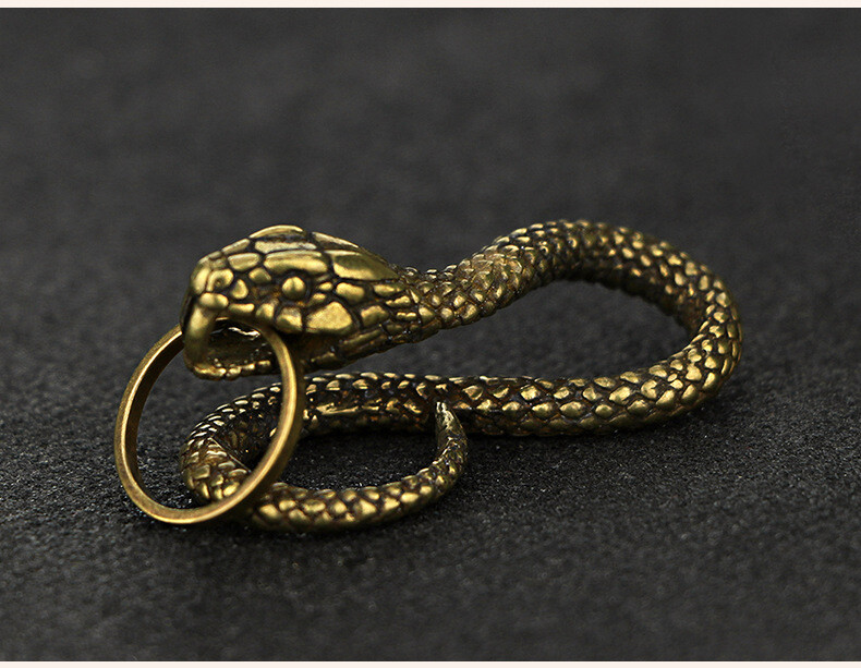 Handmade Copper Retro Twelve Zodiac Plate Snake Belt Hanging Keychain Hook Gift