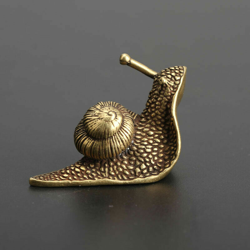 Chinese old Collectible Bronze snail Tea spoon Pendants statue