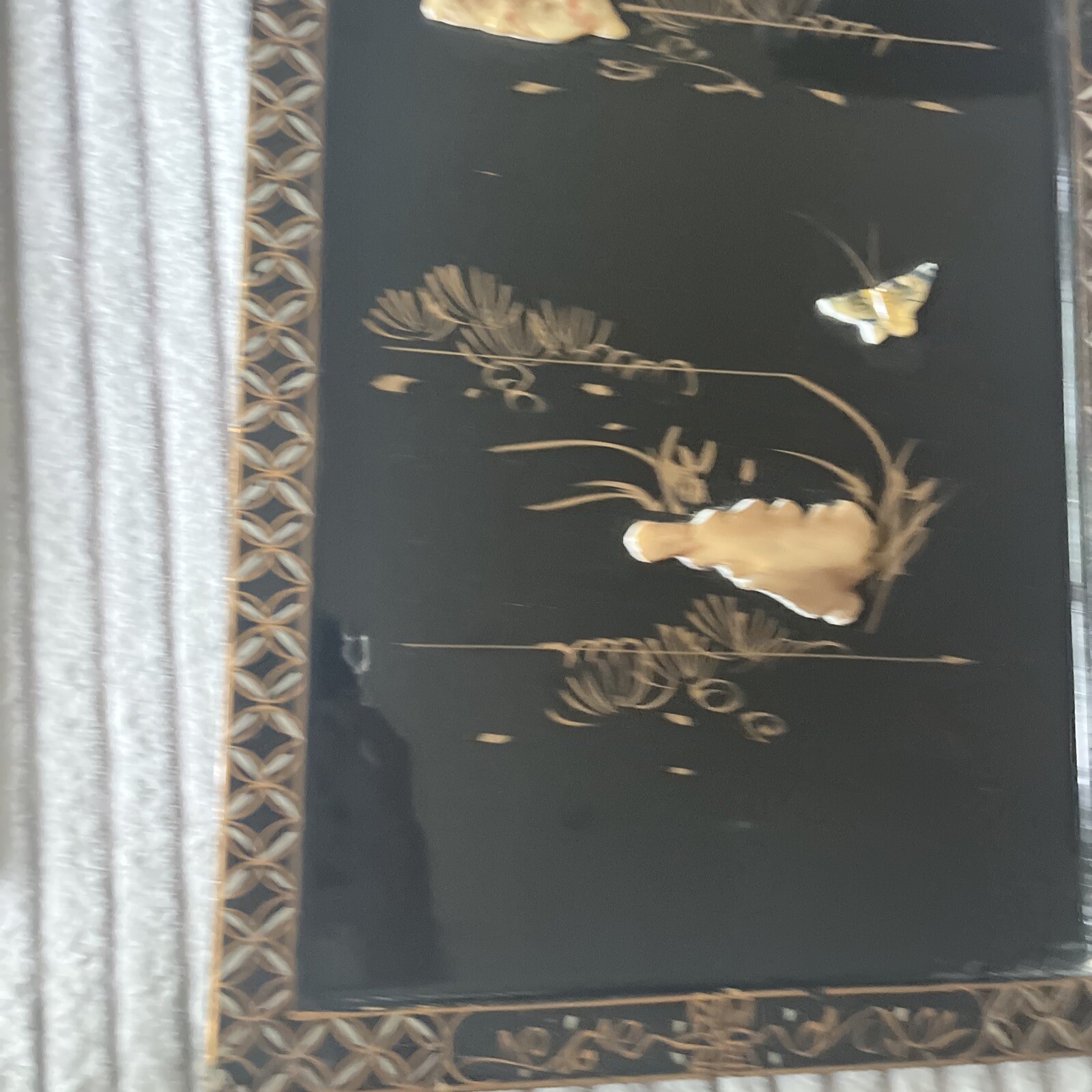 4 Asian/Oriental Hanging Wall Panels Mother Of Pearl Black Lacquer 36”X12” (READ