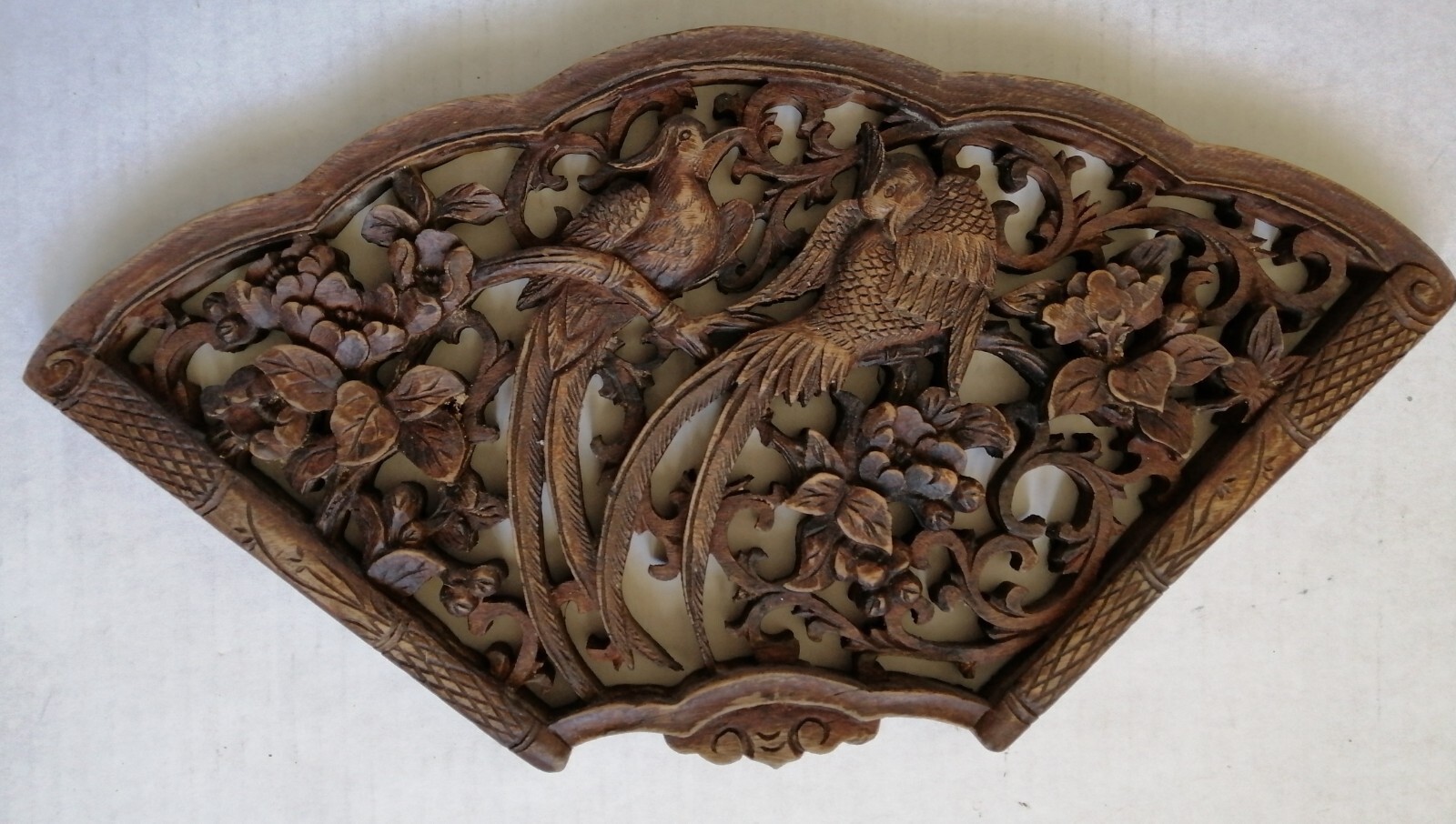 Vintage Antique? Chinese Wood Hand Carving Long Tail Birds Wall Art