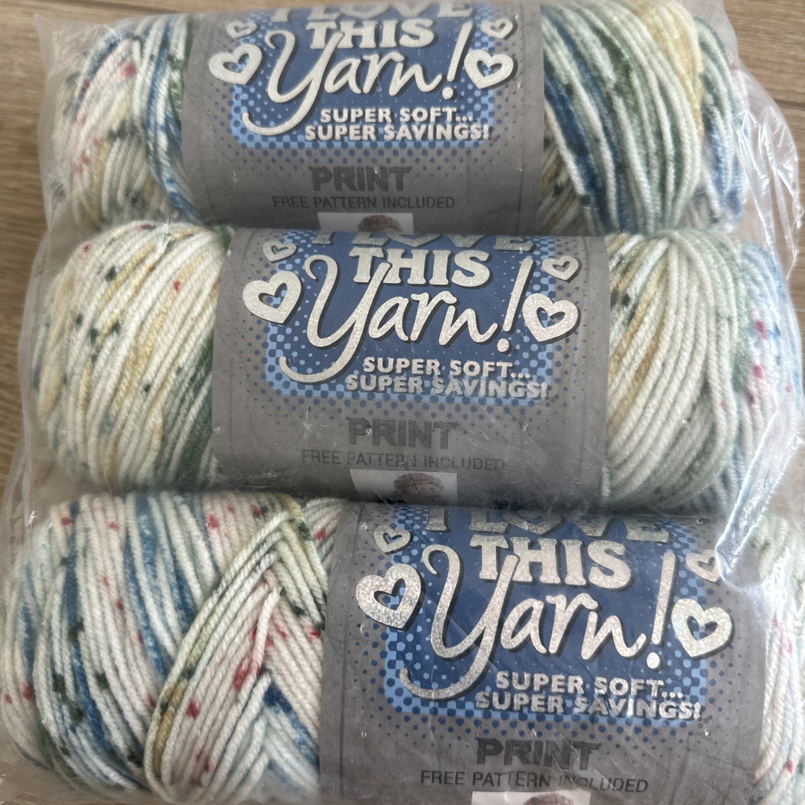 I Love This Yarn Discontinued 840 Birdsong Self Striping Print 3 Skeins Lot