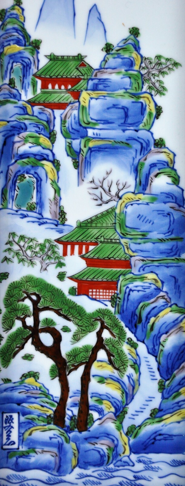 Chinese Vintage Painting on Porcelain/ Ceramic Tile Landscape (BI#MK/191227)