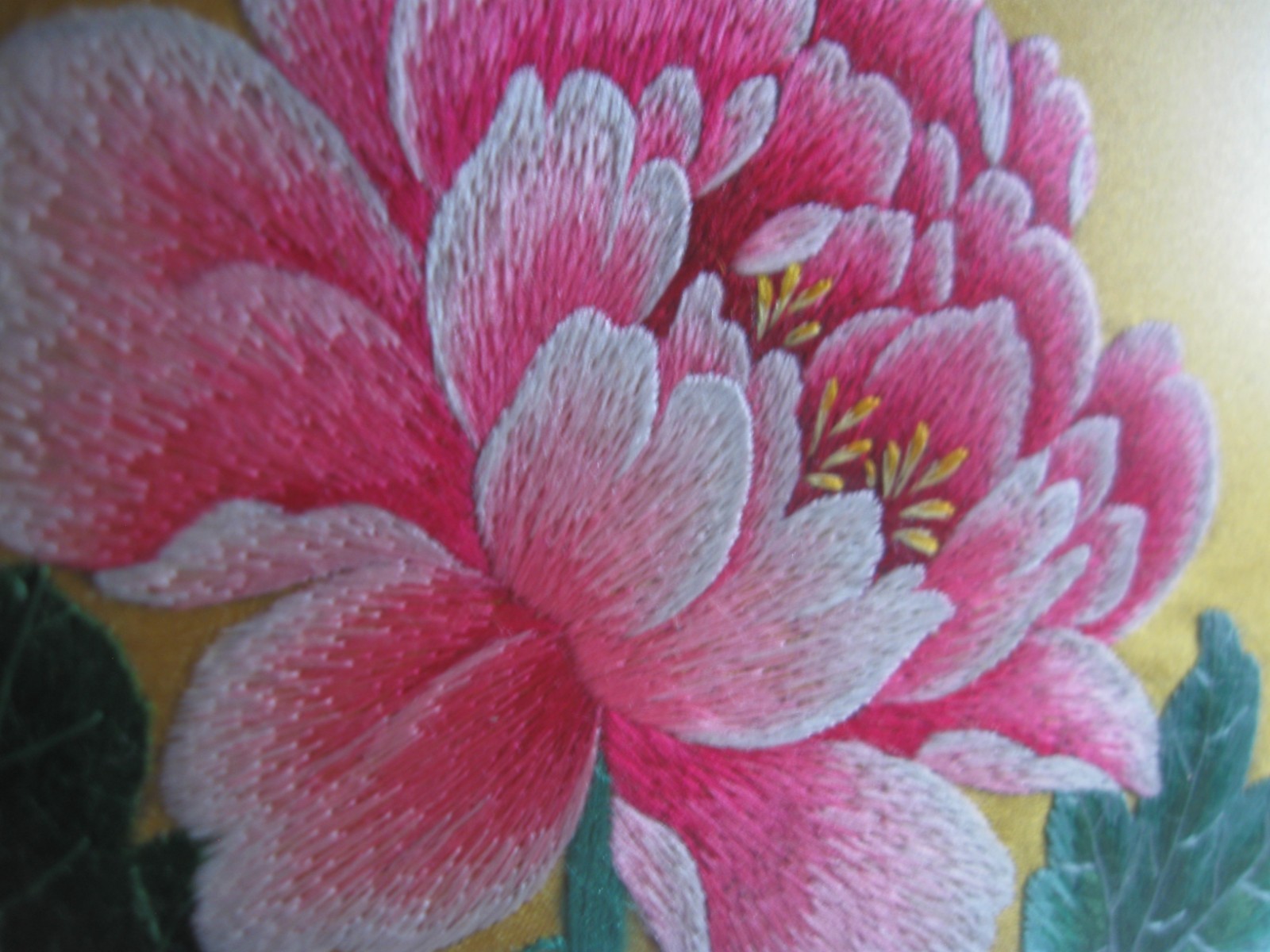 Asian Lot Silk Art Framed Signed Peony Embroidered 2 Sake Sets 100 Children silk