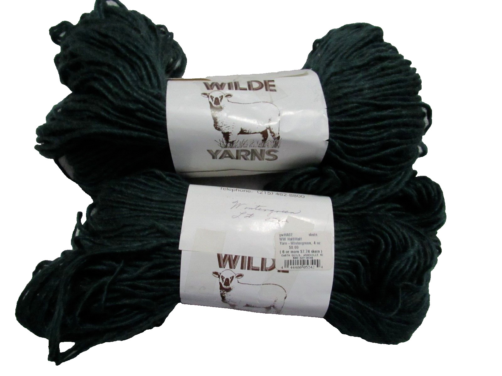 Wilde Yarns Lot of 2 Skeins 50% wool/50% mohair 4 oz./120 yards WINTERGREEN