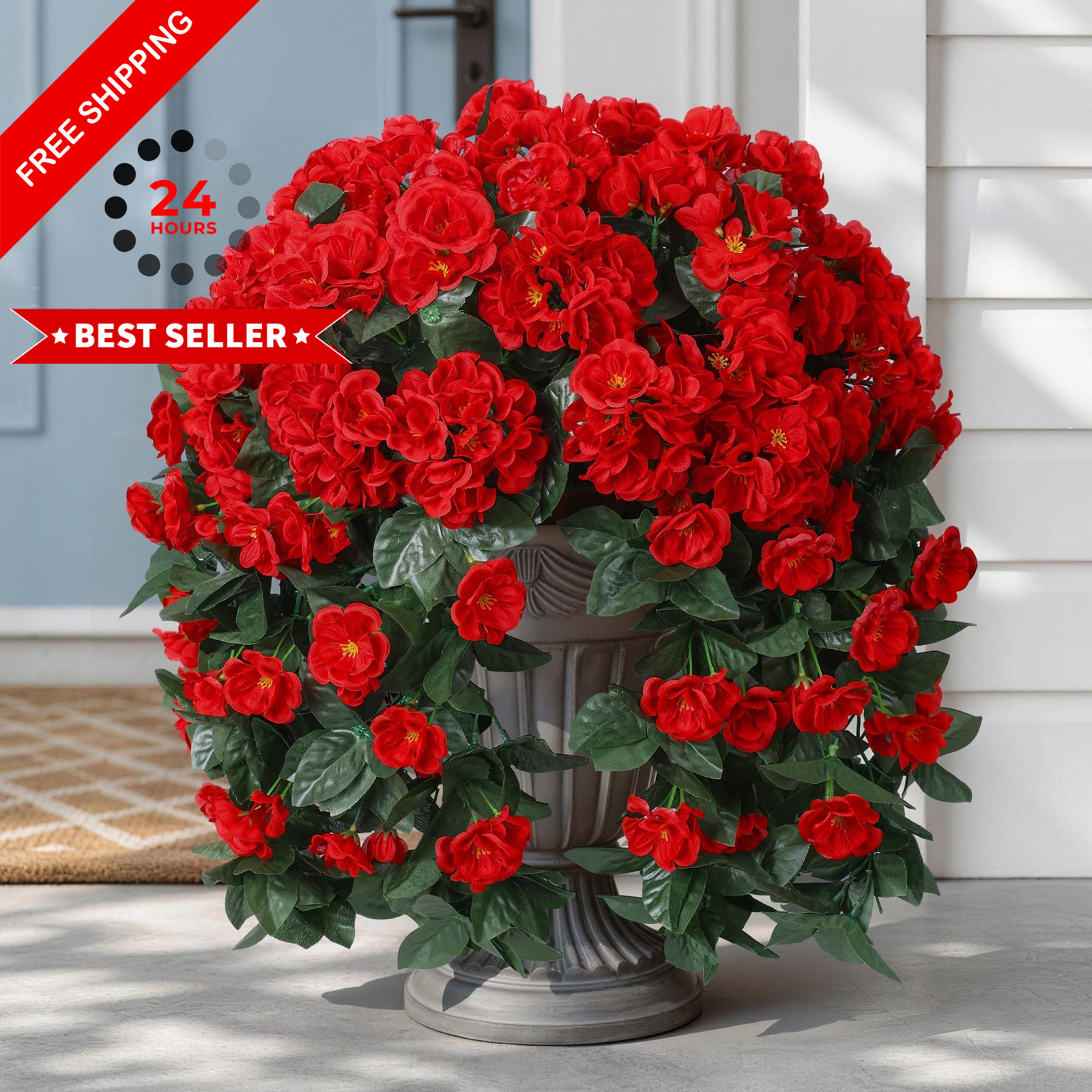 Ivydale Fake Geraniums 12 inches (D) x 4 (W) x 4 (H), Red