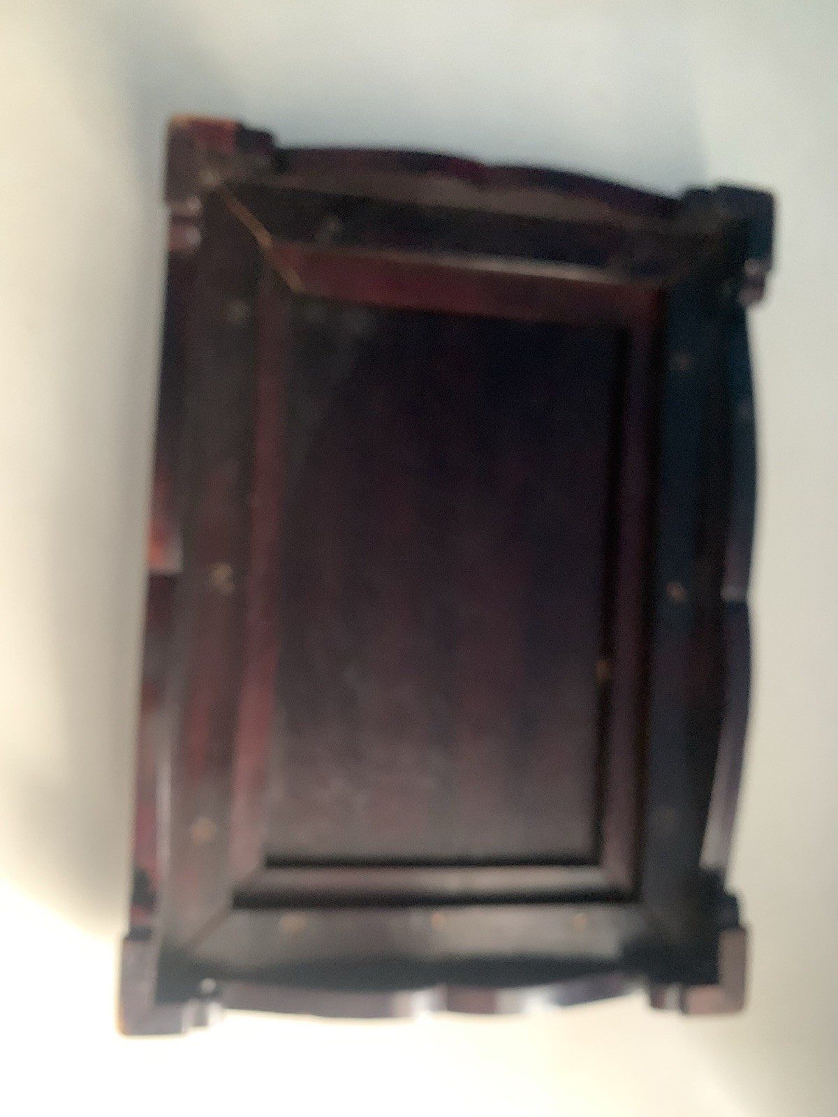 Vintage Asian Chinese Dark Wood Carved Display Vase Stand Rectangle 9″