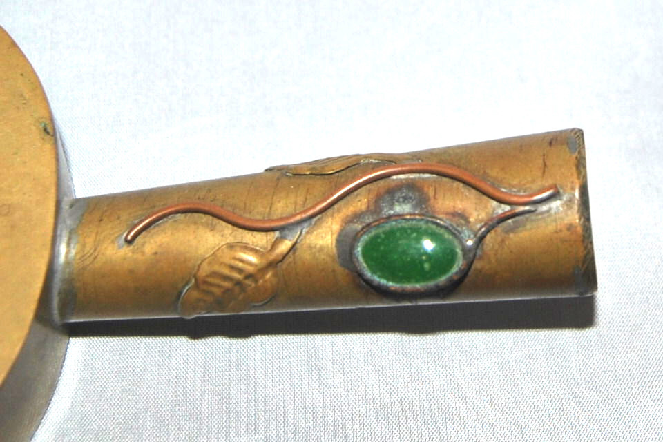 ANTIQUE VINTAGE CHINESE BRASS FAUX GEMSTONE COAL SILK IRON
