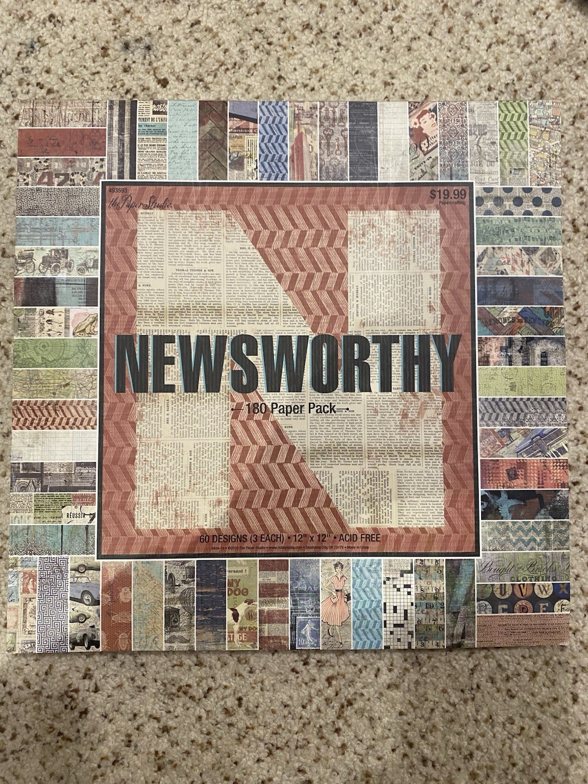 The Paper Studio NEWSWORTHY Paper Pack 174 Pages 12×12 Single Sided Vintage
