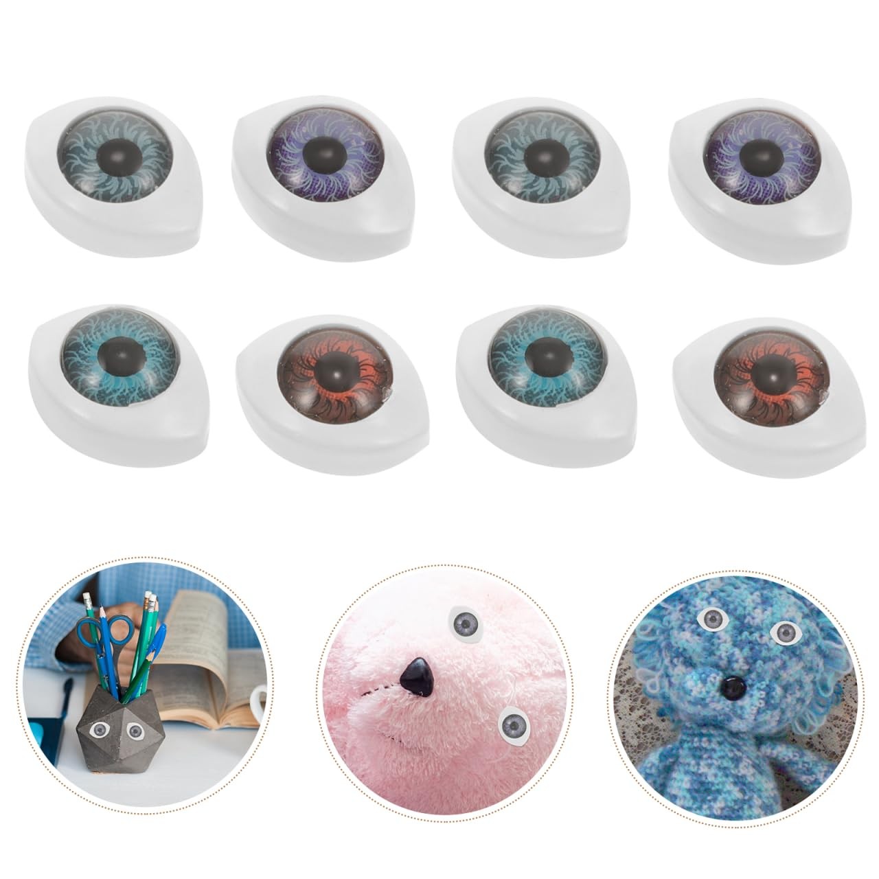 100 Pc Fake Eyeball Hemisphere Resin Eyes 0.55 In Doll Scrapbook Craft DIY Decor