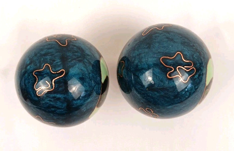 2 VTG Chinese Baoding Balls Chime Meditation- Shou Xing 1985 Panda & Longevity