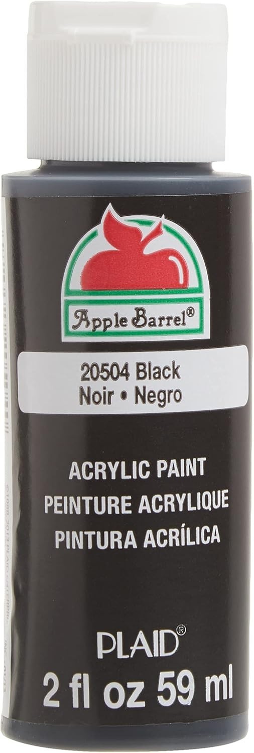 Apple Barrel Acrylic Paint Black 2oz Matte Finish Craft Paint Non-Toxic 20504.