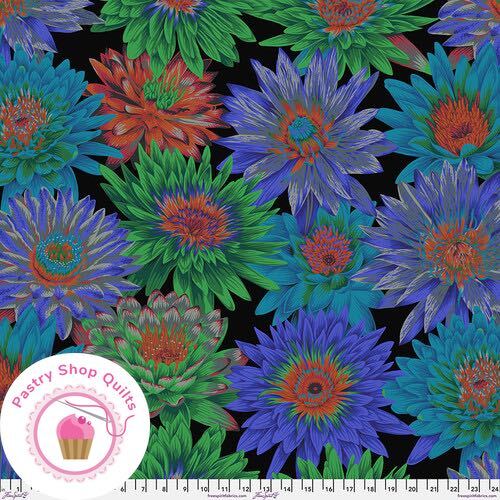 KAFFE FASSETT Free Spirit TROPICAL WATER LILIES J119 Dark Floral Quilt Fabric