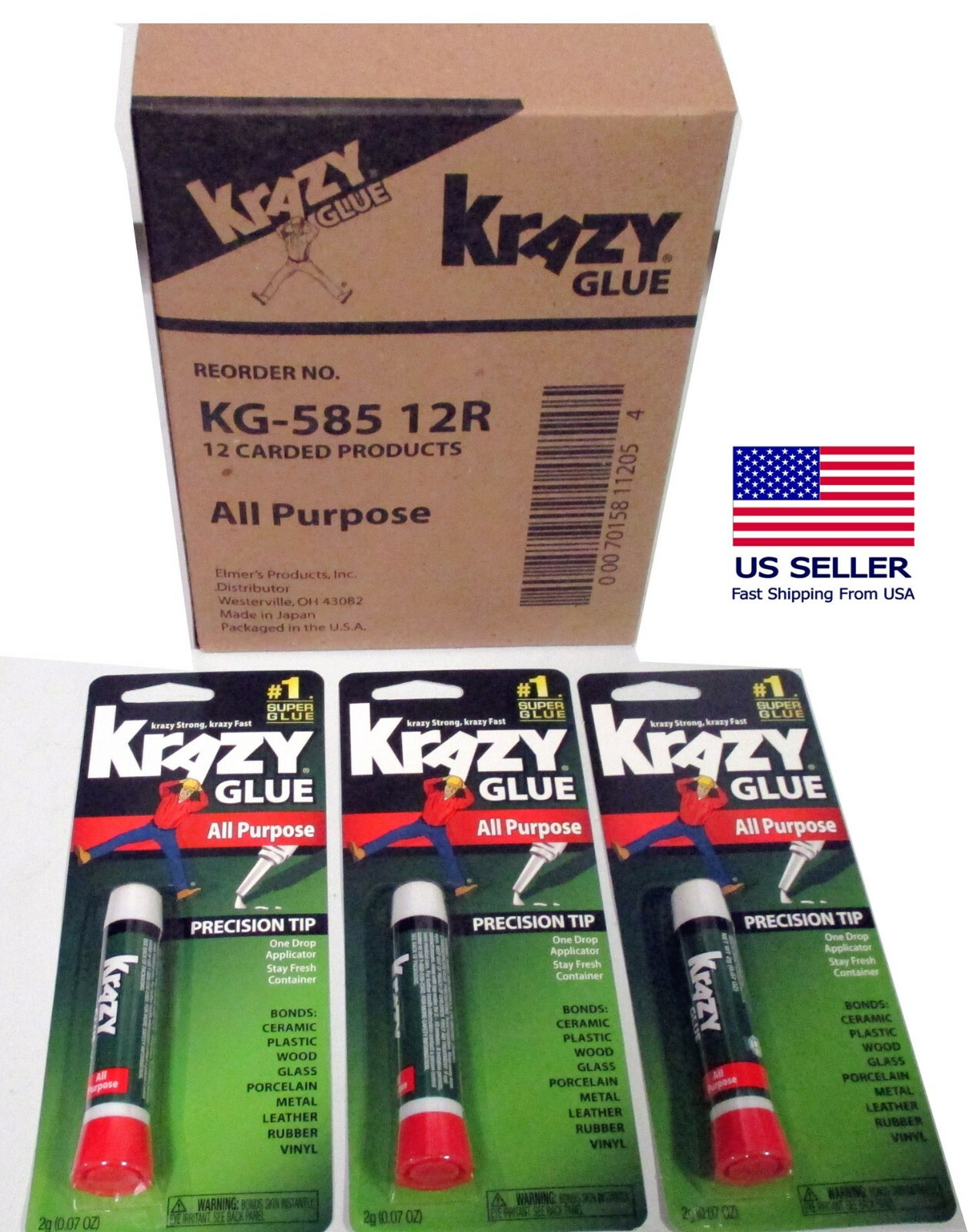 LOT OF 2,4,6,12,48 PCS-ORIGINAL KRAZY TUBE SUPER GLUE 2GR. (0.07 OZ)
