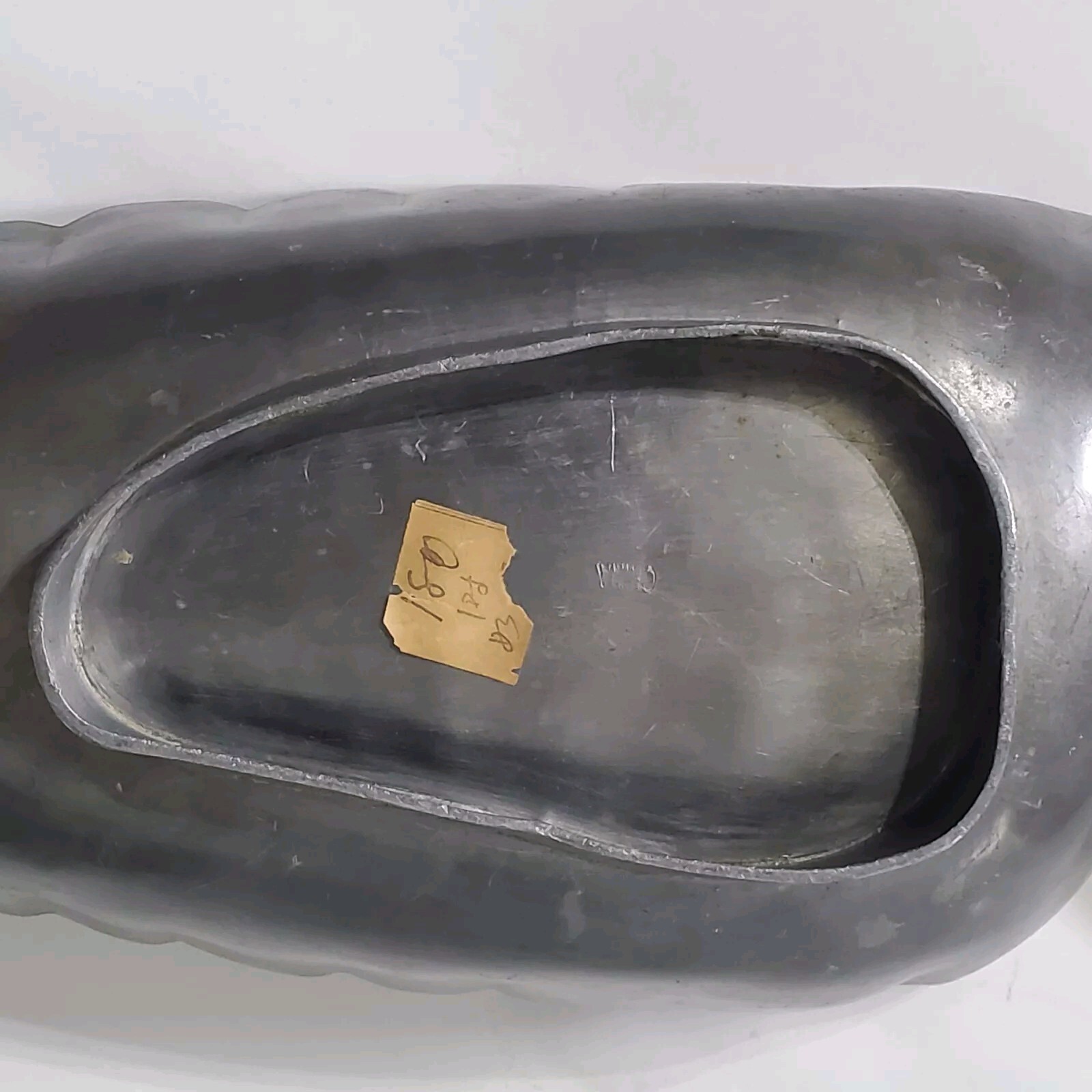 Vintage Chinese Pewter Etched Leaf Shape Tray with Semi-Precious Stones