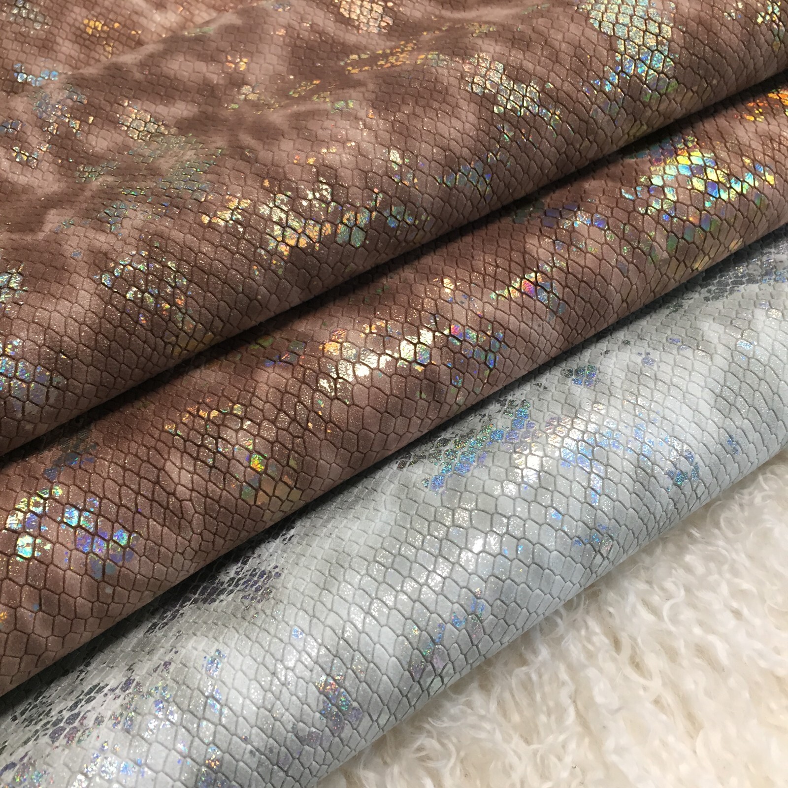 Avetco Metallic Snake Embossed Lambskin Sheepskin Leather Hide 2 oz