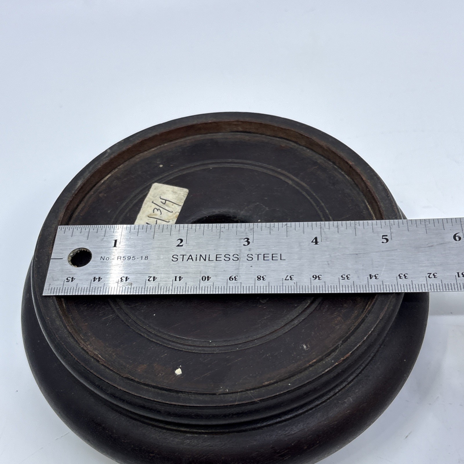 Vintage Chinese Wood Display Stand Vase Plant Asian Lamp Base Round 5″ Inner