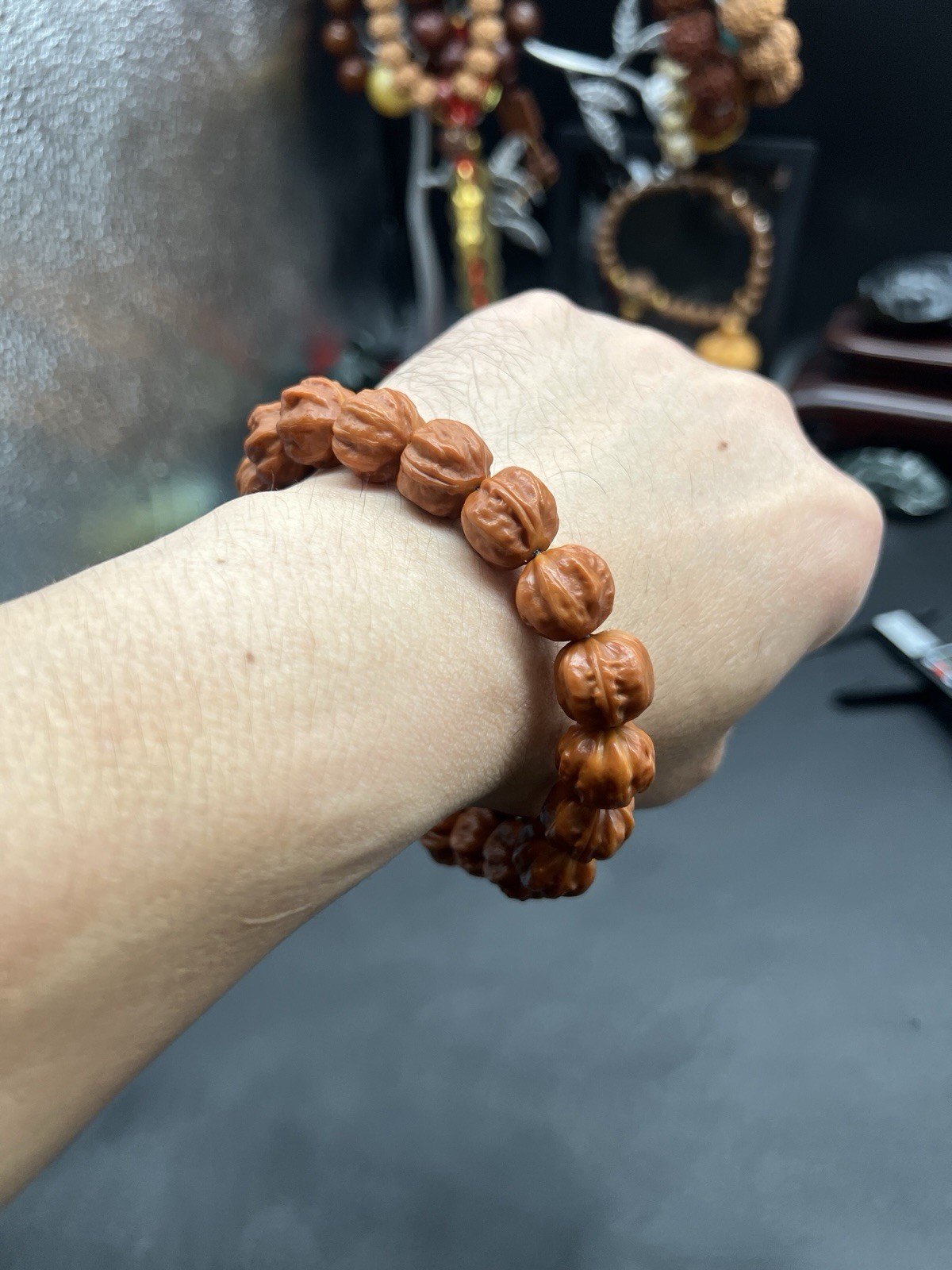 Collection 14.5×13mm Chinese Small Walnut Handheld 纯野生水晶皮小京八棱手持