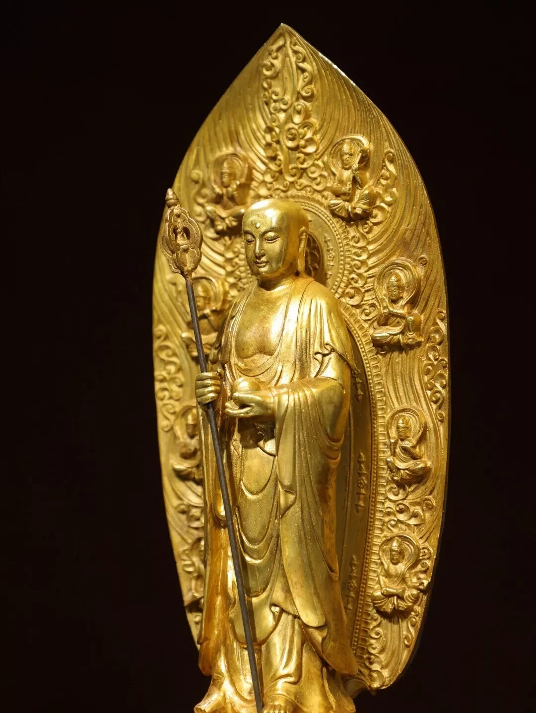 Fengshui old chinese copper Bronze gilded Buddha statue of the King of Tibet