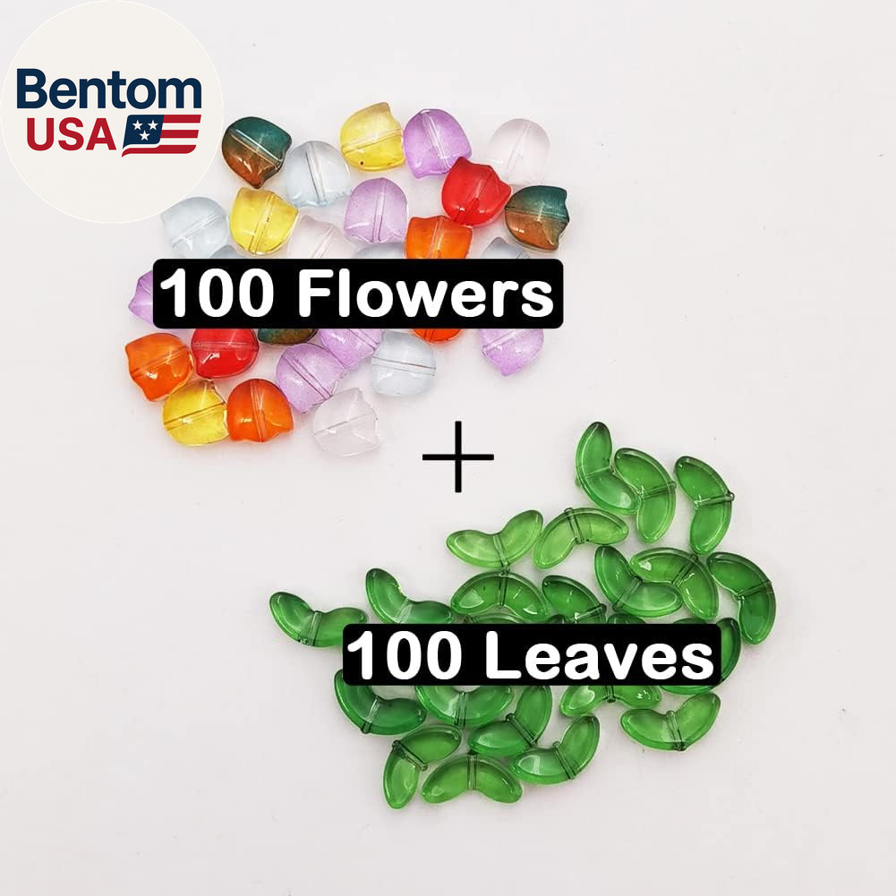100 Sets (200 Pieces) Flower Crystal Glass Bead Tulip Beads for Jewelry Making a