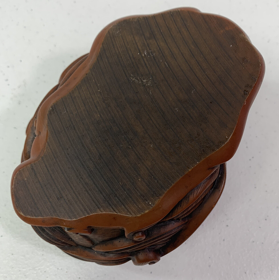 Vintage Chinese Boxwood Hand Carved Peng Bird Ashtray Trinket Box