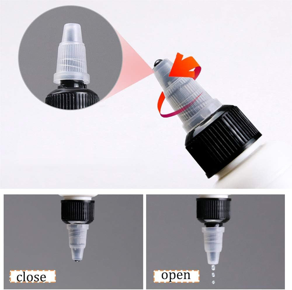20-Pack 4oz/120ml Plastic Boston Squeeze Bottles with Twist Top Cap, White LDPE