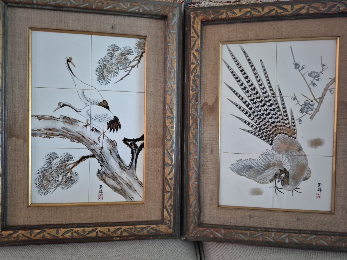 “Vintage Chinese Hand Painted Porcelain Wall Art – Bird Panels – Set of 2”
