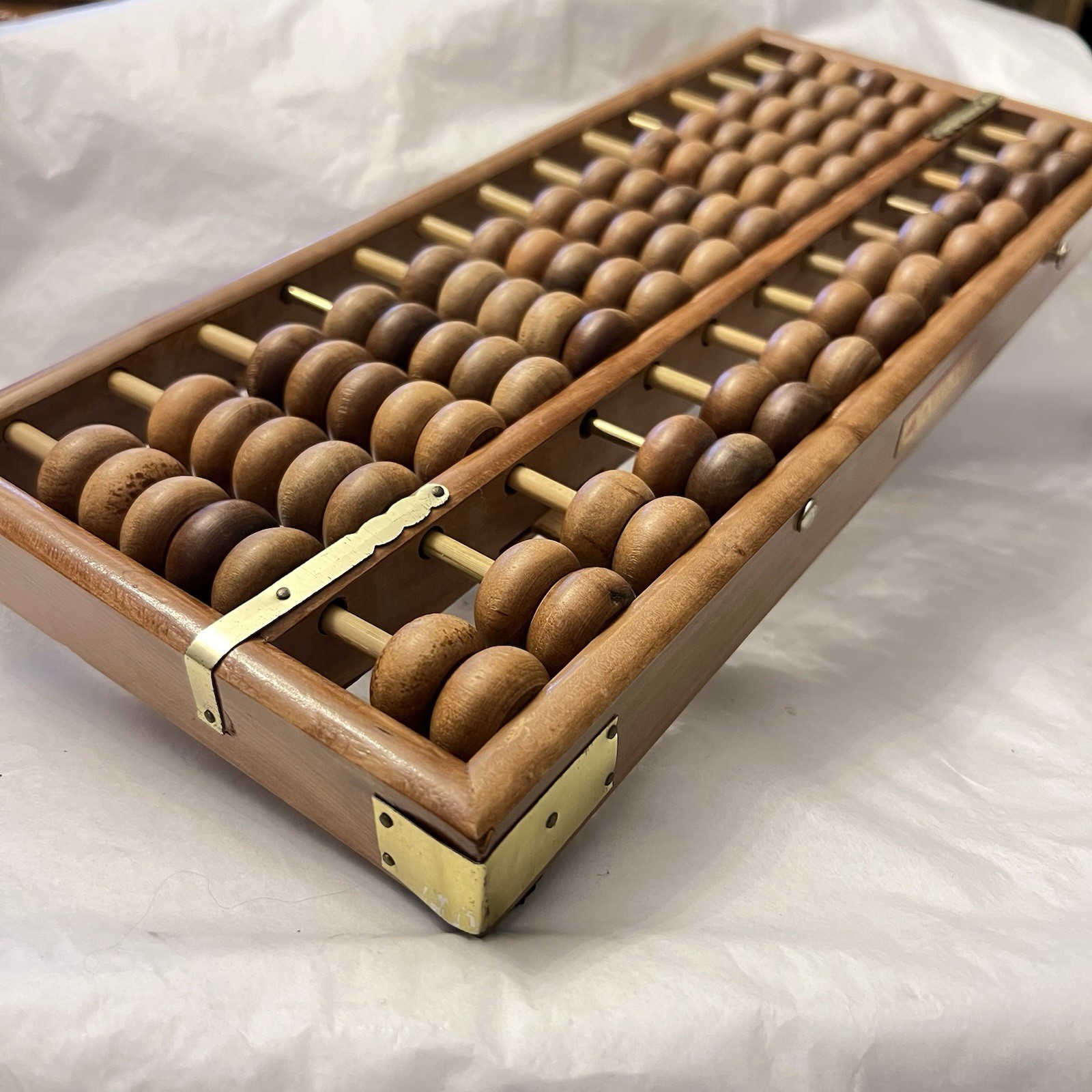 VTG Chinese Rosewood Abacus, 14.5”x 6.25” Brass Accents, Zhejiang Province